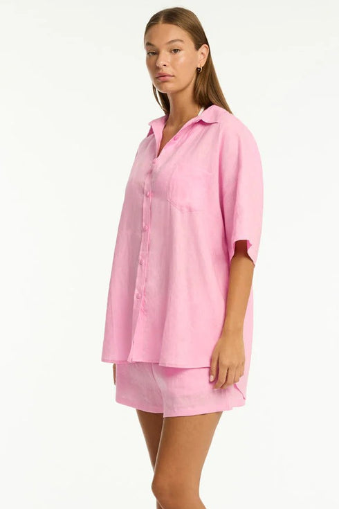 Sea Level Tidal Linen Aloha Shirt